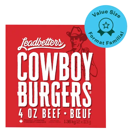 Cowboy Frozen Burgers 4 oz Beef Value Size 1.36 kg