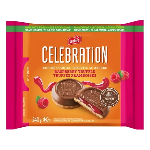 Celebration Milk Chocolate Coated Cookies Raspberry Truffle 240 g