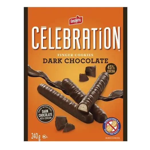 Celebration Peanut-Free Cookie Stick Dark Chocolate Coated 240 g