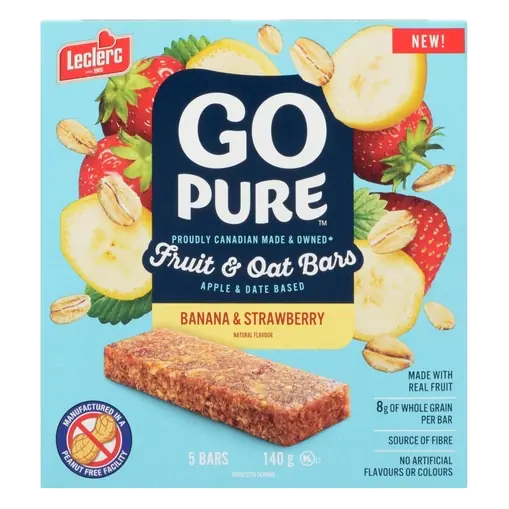 GoPure Fruit & Oat Bars Banana & Strawberry 140 g