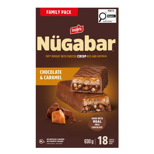 NüGabar Coated Nougat Bars Chocolate & Caramel 630 g
