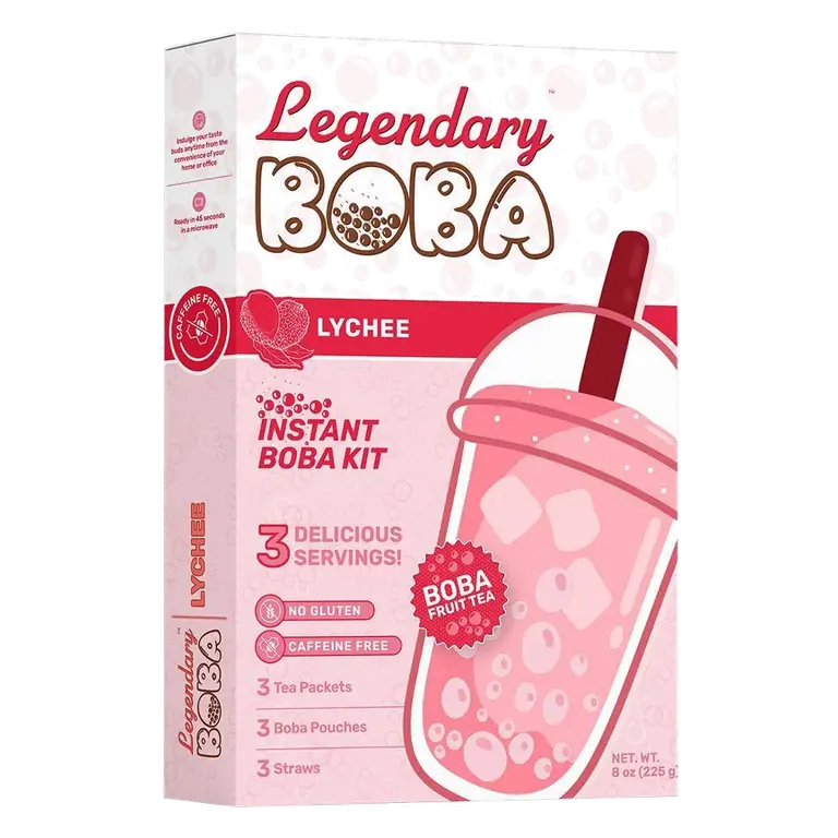 Legendary Boba Instant Boba Fruit Tea Kit Lychee Fruit, 8oz: Non-Caffeinated