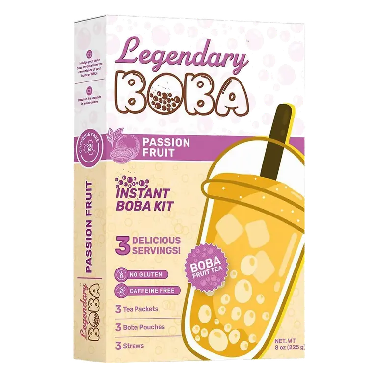 Legendary Boba Passion Fruit Instant Boba Fruit Tea Kit - Caffeine Free - 8oz/3ct