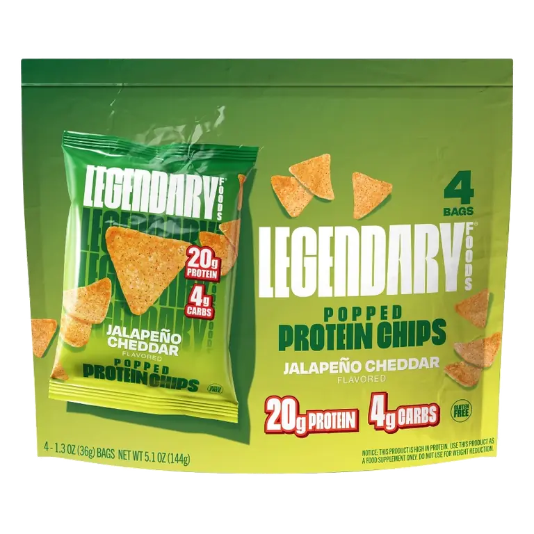 Legendary Foods Gluten Free and Keto Friendly Popped Protein Chips - Jalapeno Cheddar - 5.1oz/4ct