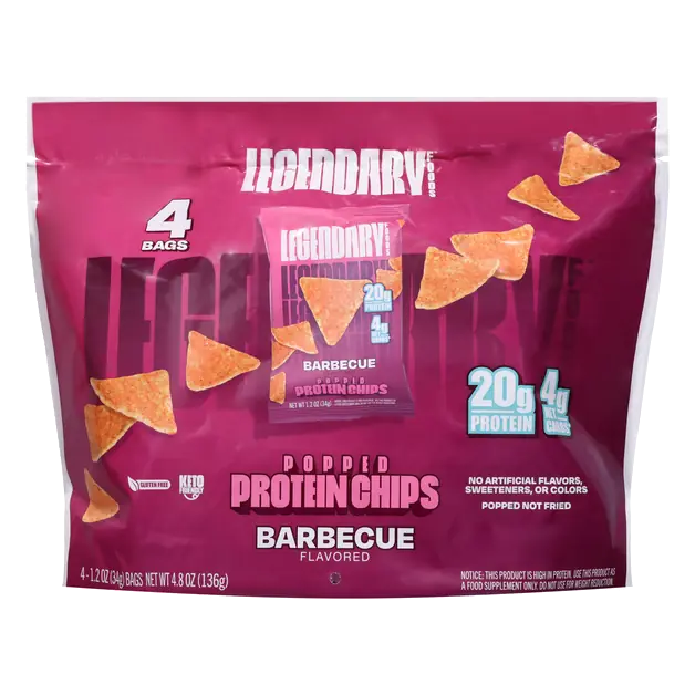 Legendary Foods Popped Protein Chips, BBQ, 4-1.2 oz