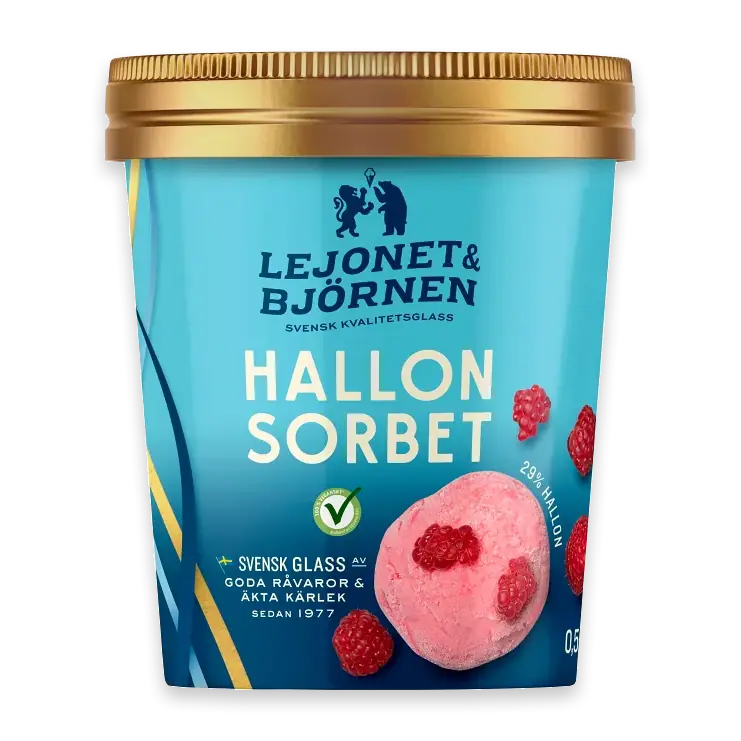Hallonsorbet 0,5l Lejonet & Björnen