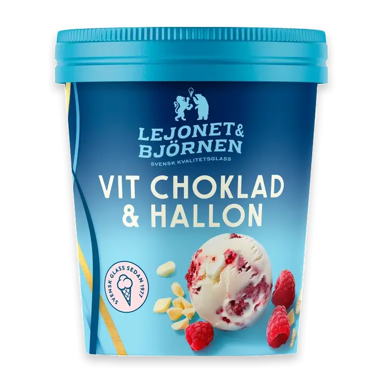 Vit choklad & hallon 500ml Lejonet & Björnen