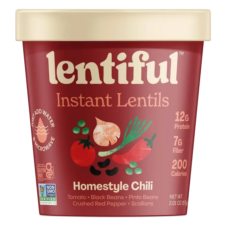Lentiful Gluten Free Plant Based Homestyle Chili Instant Lentils, 2.01oz