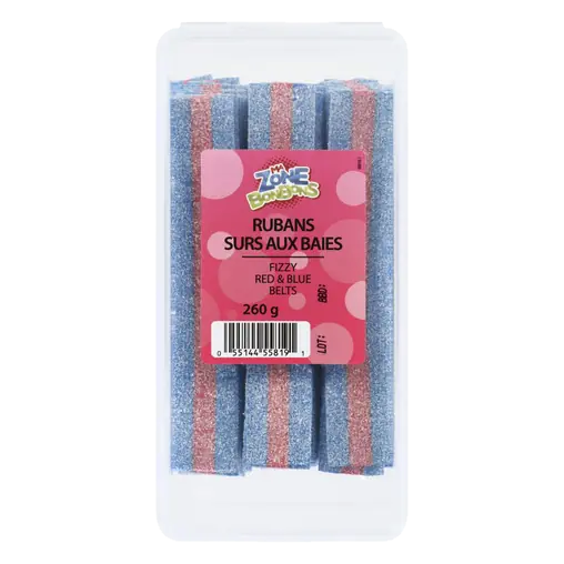 Les Aliments Johnvince Candy Fizzy Red & Blue Belts 260 g