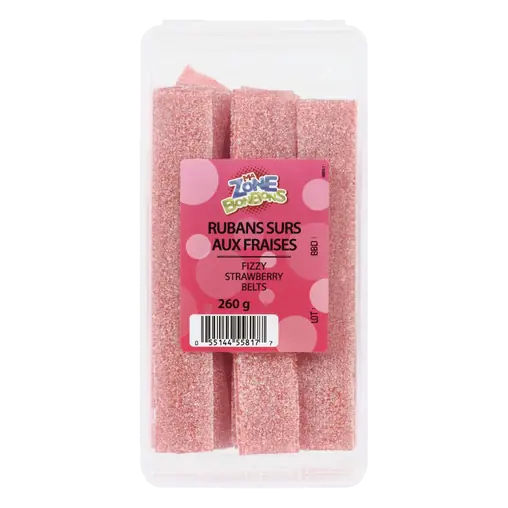 Les Aliments Johnvince Candy Fizzy Strawberry Belts 260 g