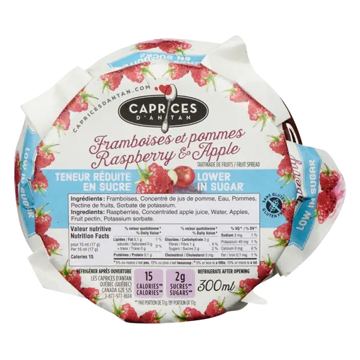 Caprices D'Antan Jam Raspberry And Apple Lower In Sugar 300 ml