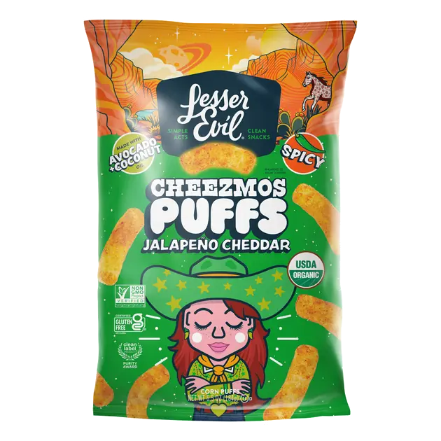 LesserEvil, Jalapeño Cheddar, Cheezmos Puffs, 6.5 oz