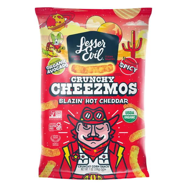 Organic Crunchy Cheezmos Blazin' Hot Cheddar Corn Snacks