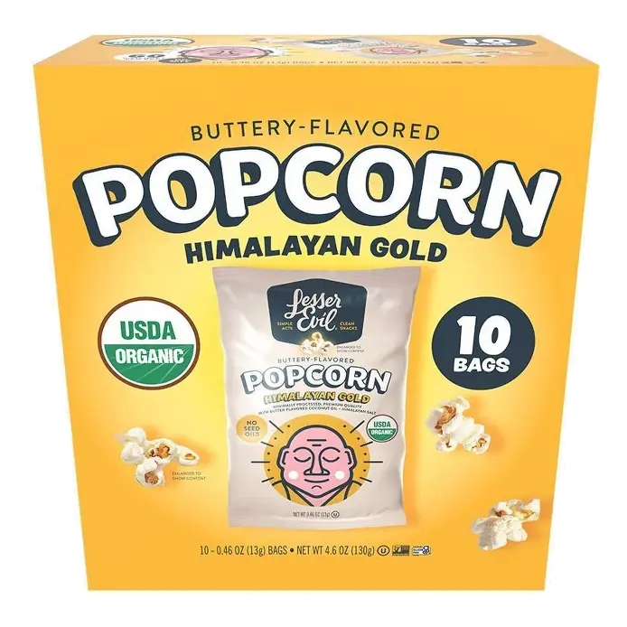 Lesserevil Organic Himalayan Gold Snack Pack Popcorn, 4.6oz/10ct