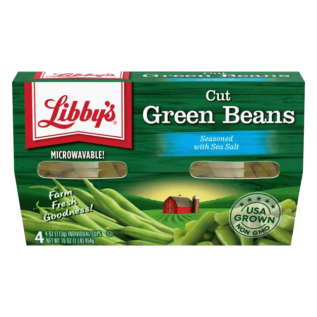 Cut Green Beans with Sea Salt Microwavable Cups - 4 ct