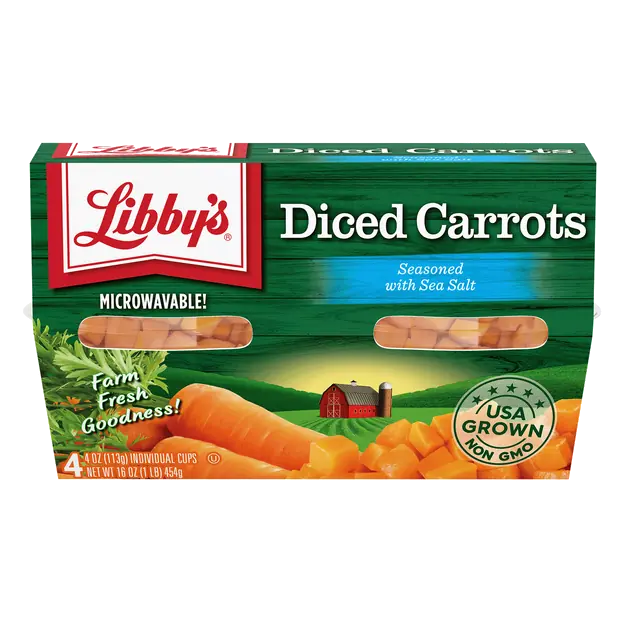 Diced Carrots Seasoned with Sea Salt Microwavable Cups - 4 ct