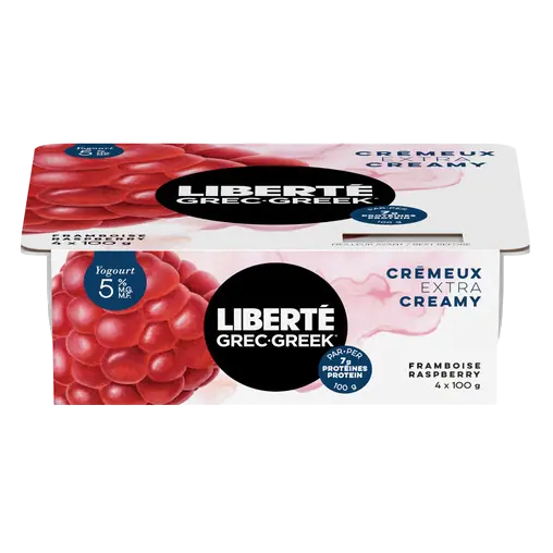 Greek 5% Extra Creamy Yogurt Raspberry High Protein 4 x 100 g