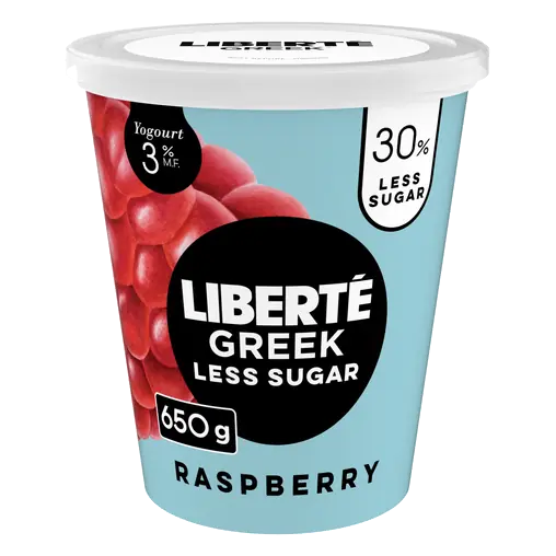 3% Greek Yogourt Raspberry Less Sugar 650 g