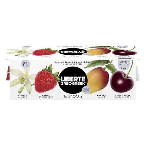 Greek 0% Yogurt 16-Pack Assorted High Protein 100 g
