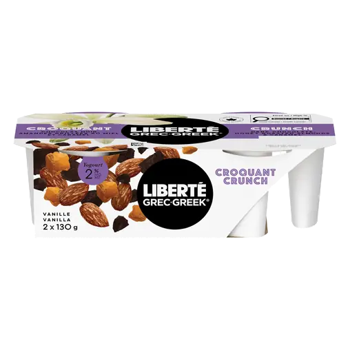 Greek 2% Yogurt Crunch Cups Vanilla Bean 2 x 130 g