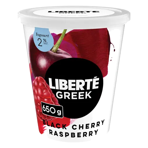 Greek 2% Yogurt High Protein Extra Fruit Black Cherry Raspberry 650 g