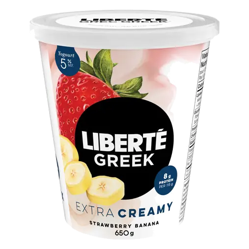Greek 5% Extra Creamy Yogurt Strawberry Banana High Protein 650 g