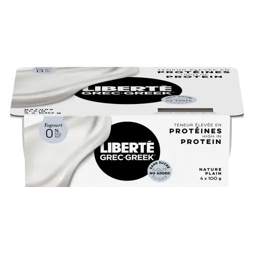 No Sugar Added 0% Greek Yogurt Plain High Protein Plain 4 x 100 g