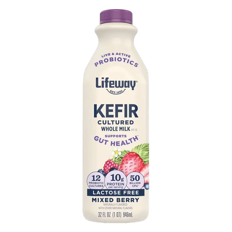 Lifeway Kefir Mixed Berry Whole Milk Probiotic Yogurt Drink, 10g Protein 32 fl oz