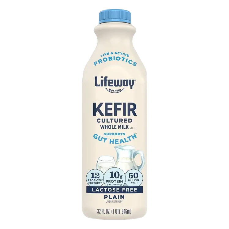 Lifeway Kefir Plain Whole Milk Probiotic Yogurt Drink, 10g Protein 32 fl oz
