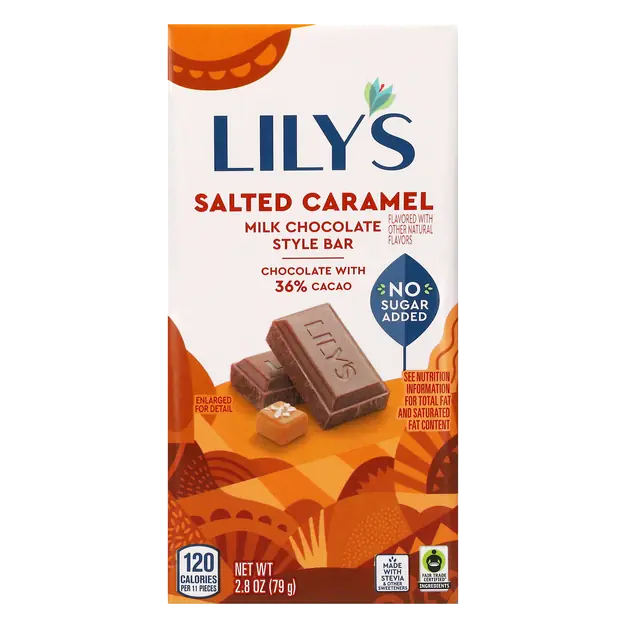 Gluten Free No Sugar Added Salted Caramel Milk Chocolate Candy Bar