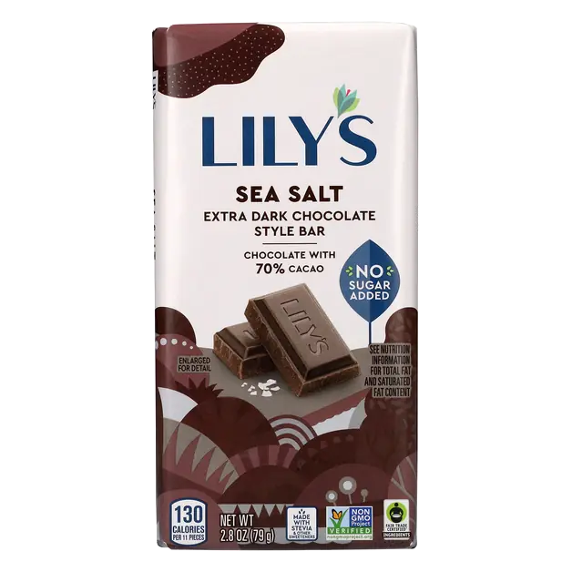Gluten Free No Sugar Added Sea Salt Extra Dark Chocolate Candy Bar