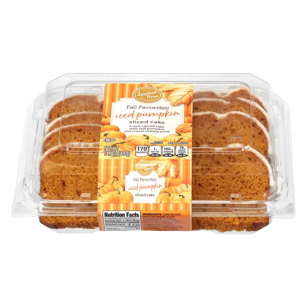 Fall Favorites Iced Pumpkin Sliced Cake