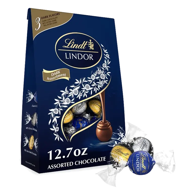 Lindt LINDOR Assorted Dark Chocolate Candy Truffles Bag – 12.7oz