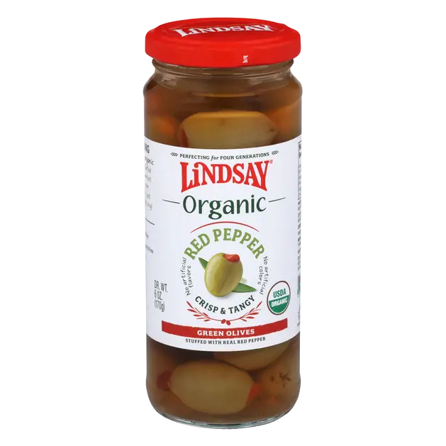 Organic Stuffed Red Pepper Green Olives