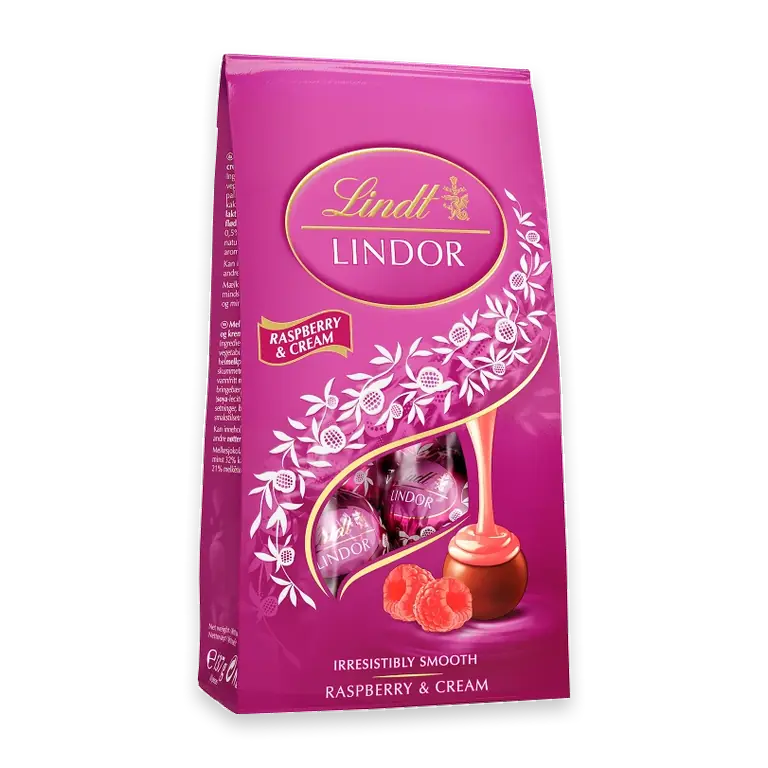 Chokladpåse LINDOR Raspberry & Cream 137g