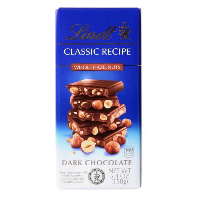 Classic Recipe Whole Hazelnuts Dark Chocolate Candy Bar