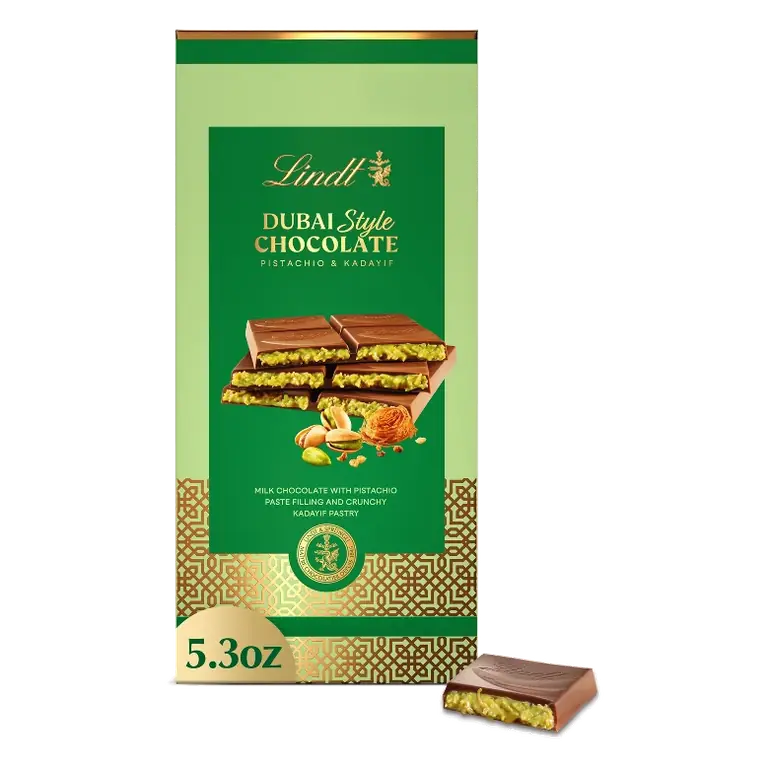 Lindt Dubai Style Milk Chocolate Candy with Pistachio & Kadayif Bar, 5.3oz