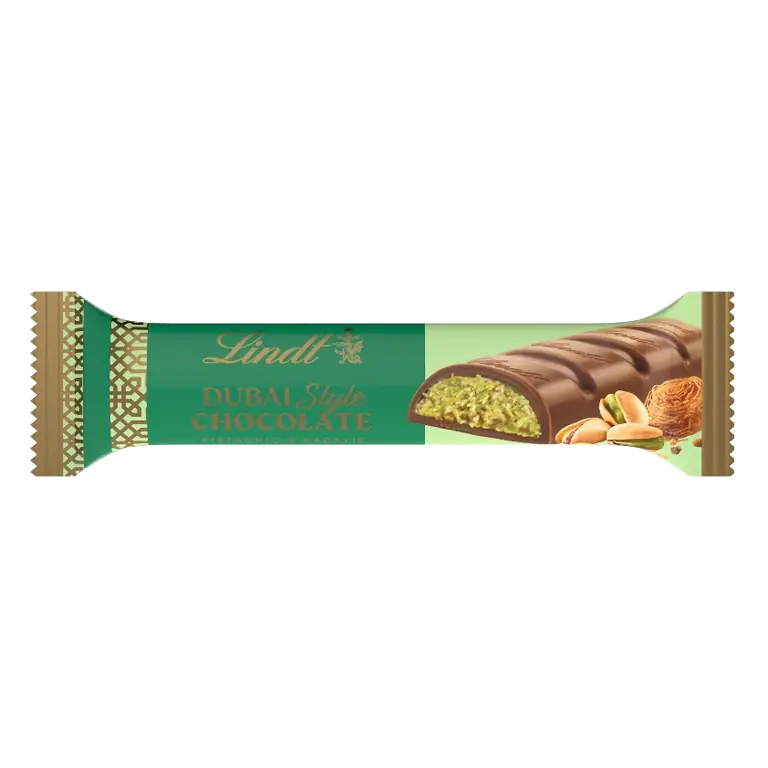 Lindt Dubai Style Milk Chocolate Candy with Pistachio & Kadayif Stick, 1.4oz