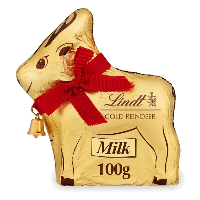 Gold Reindeer Christmas Milk Chocolate 100g