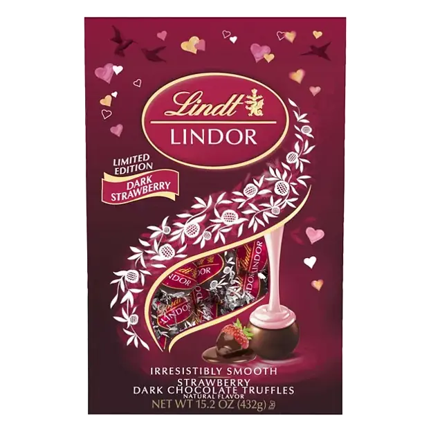 Limited Edition Dark Chocolate Truffles, Lindor, Dark Strawberry