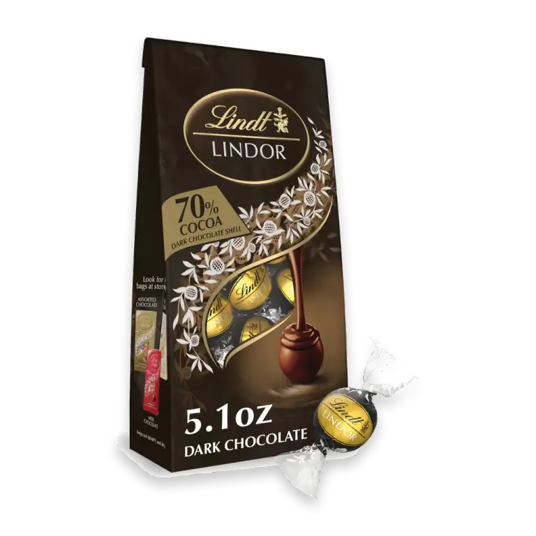 LINDOR 70% Extra Dark Chocolate Candy Truffles Bag