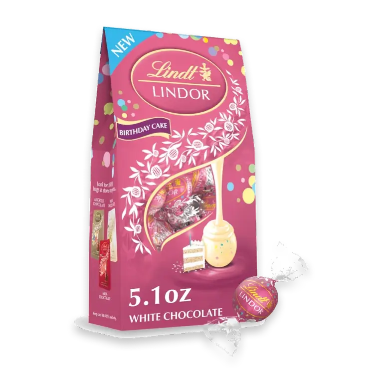 LINDOR Birthday Cake White Chocolate Candy Truffles Bag