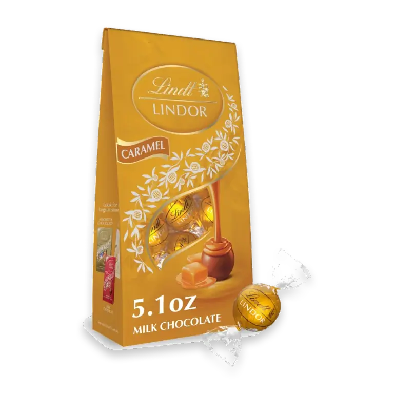 LINDOR Caramel Milk Chocolate Candy Truffles Bag