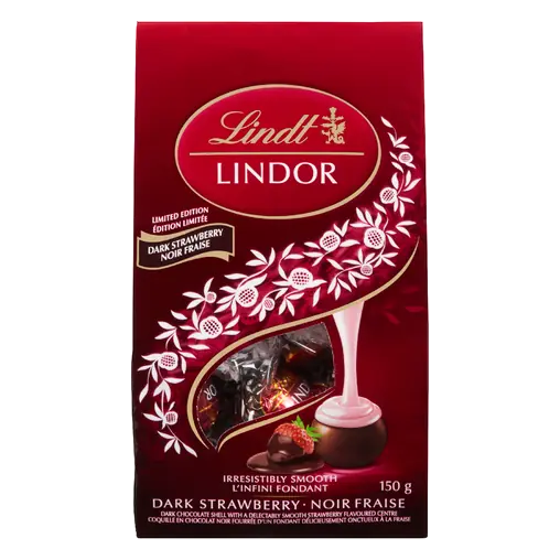 Lindor Dark Chocolate Strawberry Valentine's Bag 150 g