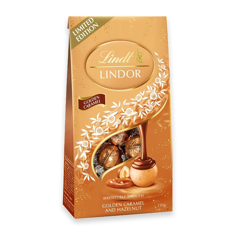 Lindor Golden Caramel Hazelnut Chocolate Pouch