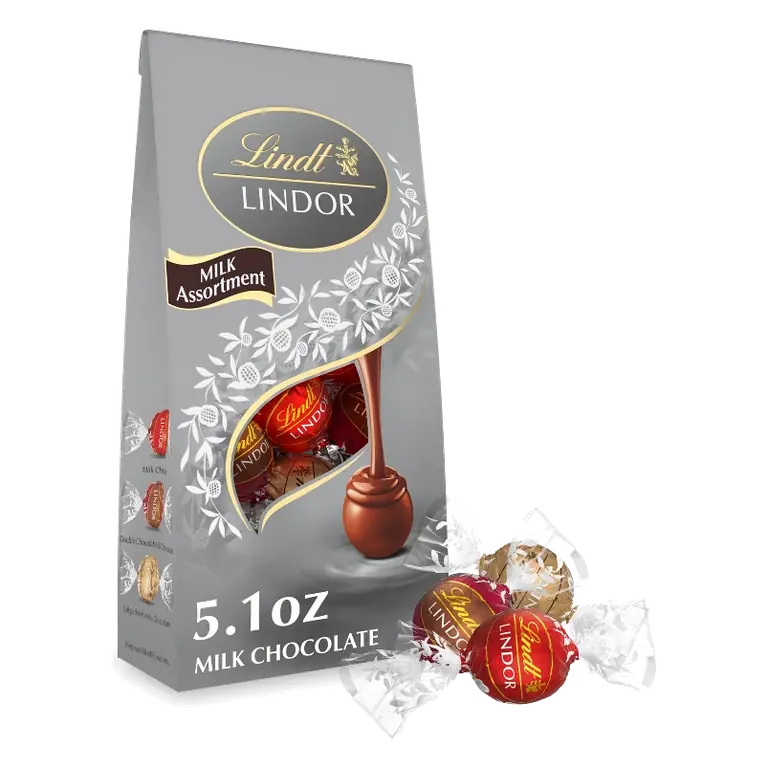 Lindt Lindor Milk Assorted Chocolate Candy Truffles, 5.1oz