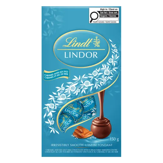 Lindor Milk Chocolate Truffles Caramel & Sea Salt Bag 150 g