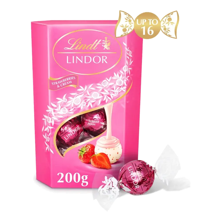 Lindor Strawberries & Cream Chocolate Truffles Box 200g