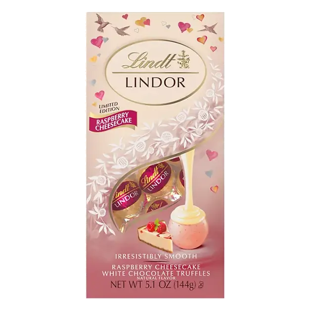 Lindor White Chocolate Truffles, Raspberry Cheesecake