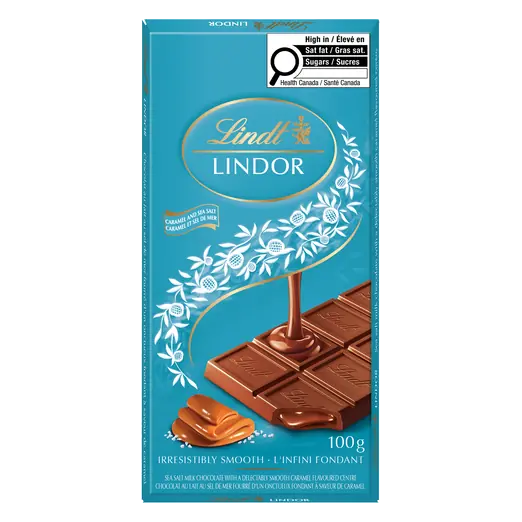 Lindor Milk Chocolate Bar Caramel & Sea Salt 100 g